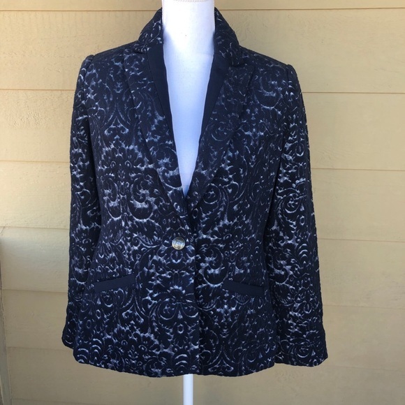 CAbi Jackets & Blazers - Cabi Midnight Blue Jacquard Blazer Size 4